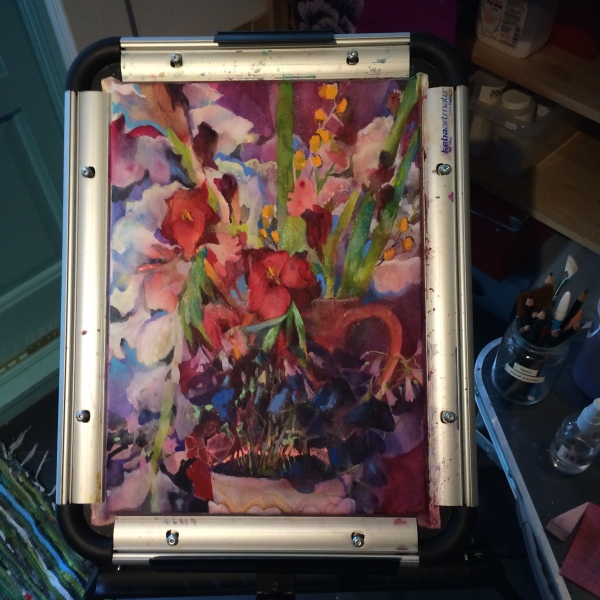 Juju Vail; mixed media painting in progress